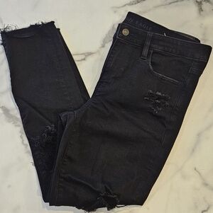 American Eagle Outfitters Black Ripped Skinny Jeans